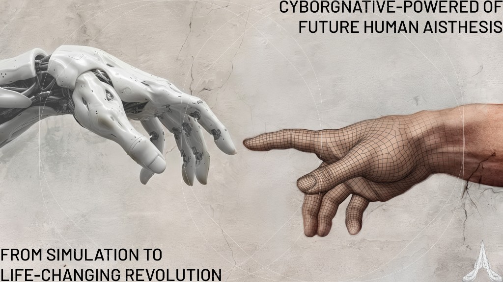 Robotic hand and human hand nearly touching — from simulation to revolution